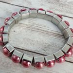 Vintage Stretch Bracelet Dark Pink Faux Pearl Photo 7