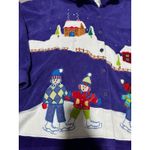 The Quacker Factory Purple Vintage Fleece Button Shirt Winter Scene Extra Large Size XL Photo 2