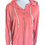 Maurice's Womens Coral Soft Button Detail Hoodie Hooded Sweatshirt - Sz S Photo 0