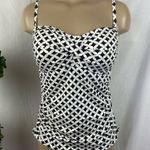Apt. 9  Black & White Print Tankini Swim Bathing Suit Top L Photo 0
