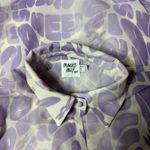 Princess Polly  Women's Sheer Organza Blouse Size 4 Love Graphic 70s Style Button Photo 3