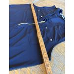 Anne Klein Blue Blouse With Gold Zippers Medium M Top Work Office Photo 4