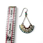 Adajio Geometric half circle earrings drop Western Native Cloisonne Dangle Gold Photo 2