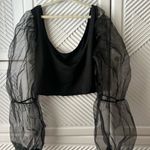 Red Dress Boutique Sheer Black Crop Top with Puffy Sleeves Photo 2