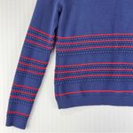 Maison Jules Crewneck Pullover Sweater Women’s Size Medium Blue Red Striped Photo 5