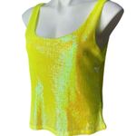 Rachel Zoe NWT, Neon Yellow Sequin Scoop Neck Tank, Sz M Photo 4