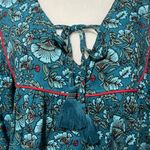 Band Of The Free New Floral Print Tassel Tie Babydoll Mini Dress Teal Size Small Photo 6