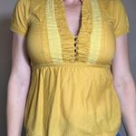 Fossil  Boho Yellow Button Up Shortsleeve Top Size Small Photo 0