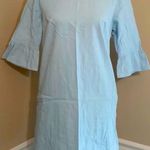 Modcloth Light Blue Cotton Shift Dress Ruffled Half Sleeves Criss Cross Back NEW Photo 0