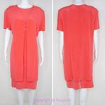 Vintage Maggy London 100% silk mock two piece coral red dress, size 16 Red Photo 1