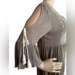 POL NWOT Top Blouse/Mini Dress Tassels closing Collar Olive Green S Photo 2