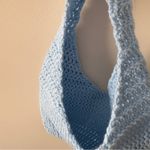Handmade Crochet Y2K Light Blue Shoulder Bag Solid Knit Cute Lightweight Photo 5