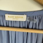 Ramy Brook  Blake Blouse Medium Steel Blue Chevron Pleated Ethereal Peasant Flowy Photo 8