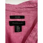 Tahari Shirt Womens 3X Pink 100% Linen Tunic 3/4 Sleeve Side Button Split Neck Photo 2