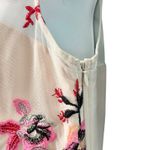 Little Mistress  Cream Red Pink Embroidered Flowers Accordion Pleat Midi Dress 6 Photo 13