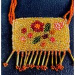 Vintage Tiny Glass Seed Beads Beaded Handbag Purse Bohemian 3Strand 16"Necklace Photo 5