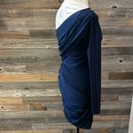 Alice + Olivia  Chrissy Wrap One Shoulder Chiffon Mini Dress Medium NWT Sapphire Photo 6