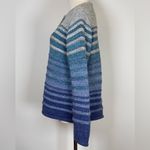 L.L.Bean Cardigan Cotton Blue Gray Ombré Textured Knit Women’s Size Large Petite Photo 3