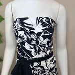 White House | Black Market WHBM White & Black Floral Strapless Pocket Dress New Photo 3