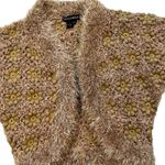 Talk Of The Walk Chunky Knit Crochet Inset Open Front Sweater Cardigan, Sz M Gold Size M Photo 9
