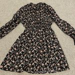 Cupshe  Dress Womens Medium Mini Black Floral Mock Neck Dancing Queen Long Sleeve Photo 3