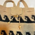 Hand &Heart Beige and Black Crochet Tote Bag Tan Photo 1