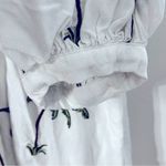 H&M HM White Green Palm Embroidered Dress Photo 2