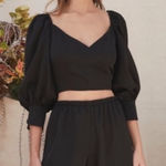 Cult Gaia Debi Puff Sleeve Top Black Small Photo 0