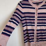 Halogen navy blush stripped crewneck cardigan S Photo 2