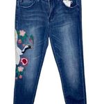 Kancan Crane embroidered dark wash skinny jeans with fringed hem size 26 Photo 0