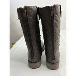 Womans SMNY Fireside Midcalf Combat Boots 5.5 M Brown Quilted Lined Lace Up Zip Photo 4