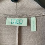 LOGO By Lori Goldstein LOGO Lounge Faux Suede Hem Open Front Cardigan Taupe Beige L‎ Photo 1