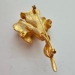 Vintage Signed Coro Pegasus Iris Lily Orchid Flower Brooch Brushed Gold Tone Photo 3