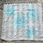 Vintage St.Michael Floral Italian Square Scarf White Blue Photo 4