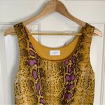 Adrienne Yellow and Purple Snake Print Tank Top With Tie Front Size Medium Photo 2