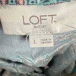 Loft steel blue aqua and pink floral vneck top size large Photo 3