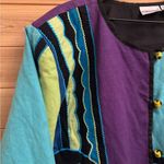 Fashion Bug Vintage  Size 2X Cotton Flax Blend Colorblock Geometric Blazer Jacket Photo 5