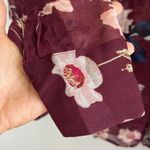 Lucky Brand  Ruffled Floral Print Button Up Shirt Chiffon Semi Sheer Large Photo 3