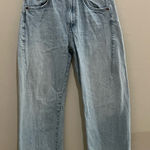 ZARA Relaxed Fit Light Wash Distressed Denim Straight Leg Jeans Buckle Back 2 Photo 0