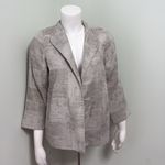 Eileen Fisher  | Silver Metalic Funnel Neck Jacket Petite Medium Photo 5