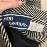 Vintage Black White Avon 100% Wool Herringbone Print Jacket Size 9/10 Photo 4