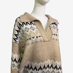 RDI  Fair Isle Collared Sweater XL Beige Nordic Knit Split Neck NWT Nordstrom Photo 1