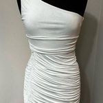 Forever 21 White Ruche Bodycon Dress in Size Large Photo 0
