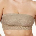 Free People NEW NWT Lace Bandeau Taupe Strapless Wireless Partially Lined Bra XS Photo 0