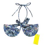 Bananhot NWT St Tropez Bikini Top Marbled Water Blue Tie Underwire Size Small Photo 2
