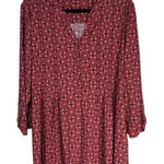 Dress Barn Womens 3X Red Geometric Print Tunic Top Button Front Long Sleeve Photo 0