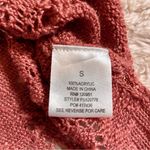 Pink Rose  Sheer Crochet Button Up Cardigan Mocha Umber S Small Photo 8