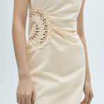 Mango  Linen Blend Dress with Openwork Flowers Photo 0
