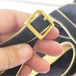 Ralph Lauren Lauren Ralph Lauren Wedge Sandals Sz 8 Womens Navy Gold Buckle Luxury Travel Photo 9