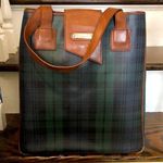 Ralph Lauren Black Watch Coated Canvas Leather Shopper Tote Shoulder Bag Vintage Photo 0